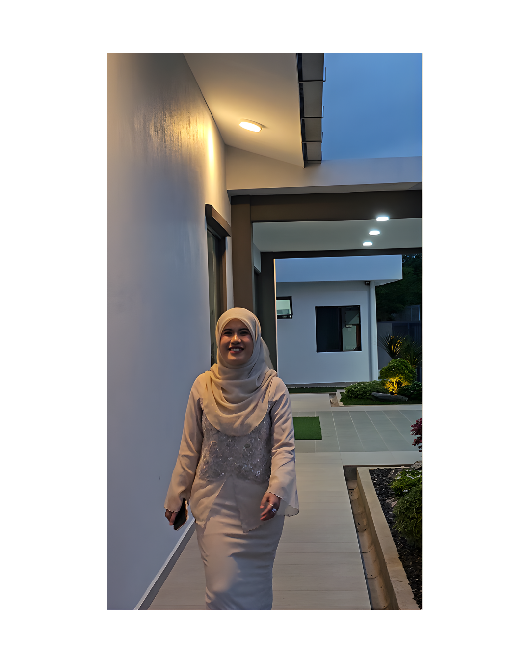 The beautifully landscaped grounds of D'Siera Garden at dusk